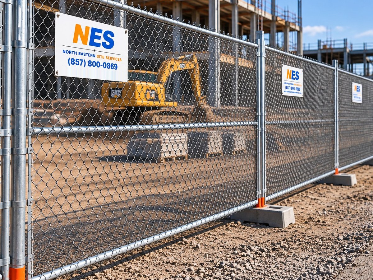 Temporary fence and barricade line