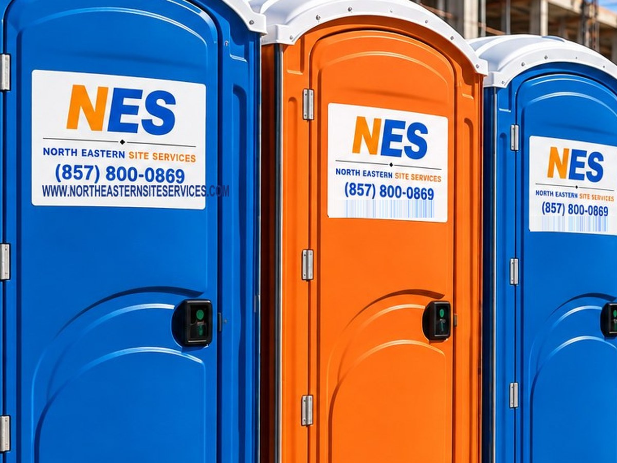 Standard porta john set on a construction site